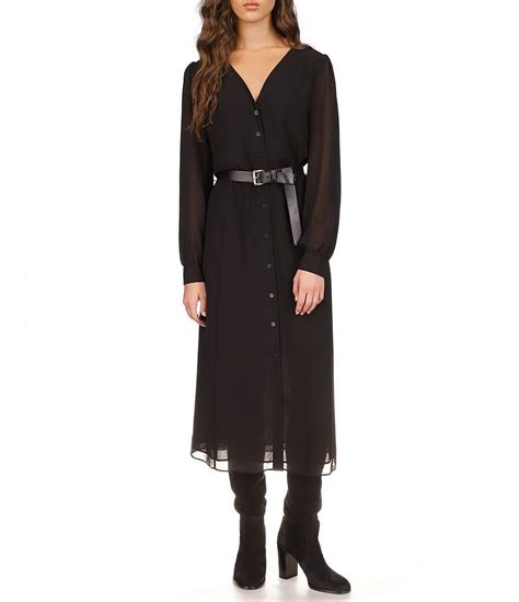 michael michael kors long sleeve dress|Michael Kors georgette dress.